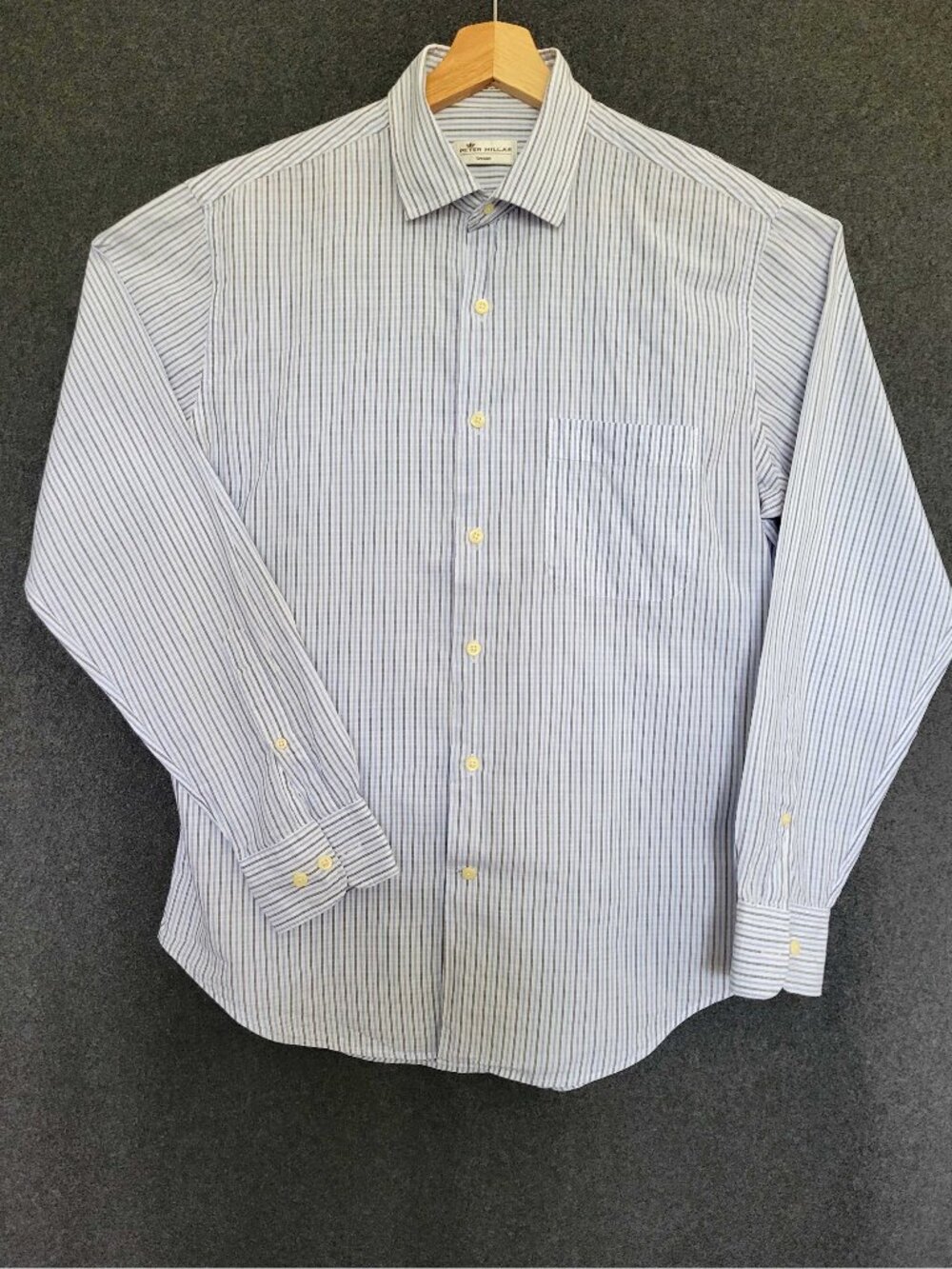 Peter Millar Seaside Crown Crafted Men”s Pintriped Long Sleeve Shirt Preppy M